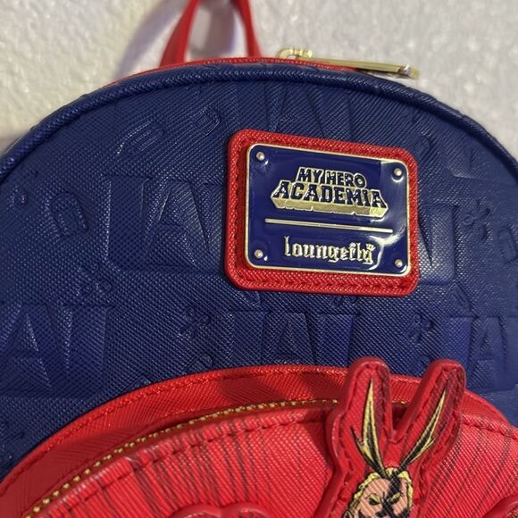 NEW-Loungefly- My Hero Academia Group Debossed Logo Mini Backpack Anime-blue/red - Picture 3 of 8